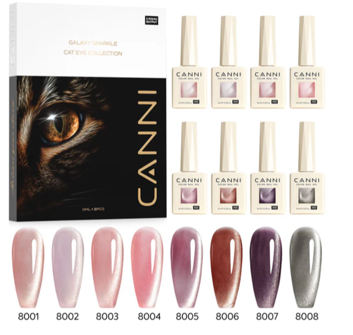 Coffret de 8 vernis gel œil de chat