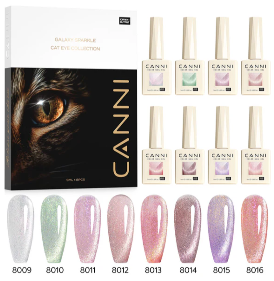 Coffret de 8 vernis gel œil de chat